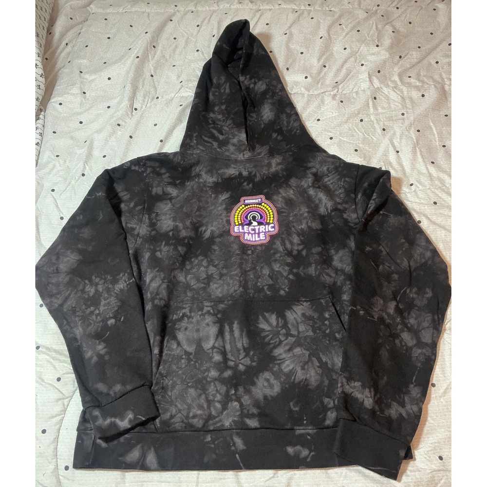 Insomniac Electric‎ Mile Tie Dye Hoodie Mens Medium Black Grey Neon Rave EDM